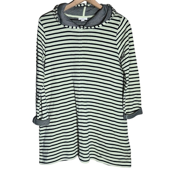 J.Jill hooded sage green and navy blue striped tunic - Size S - Picture 1 of 6